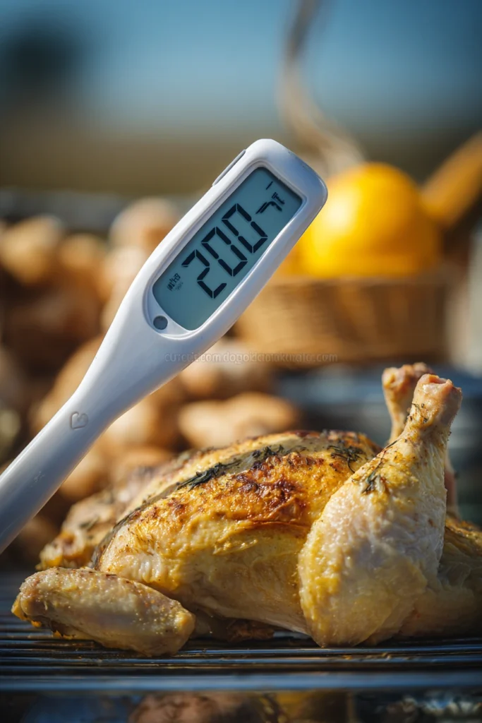 Meat thermometer showing 200°F for perfect pulled chicken