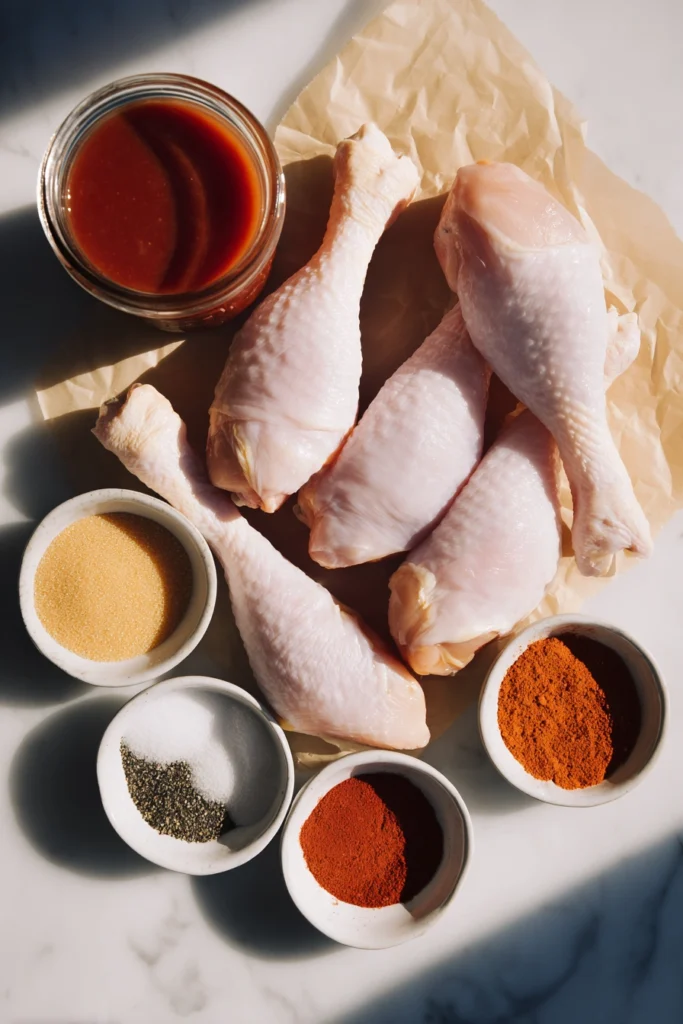 Ingredients for how to make BBQ chicken legs in oven recipe